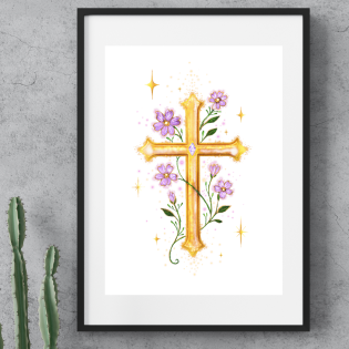 Gold Cross ~ A4 Art Print