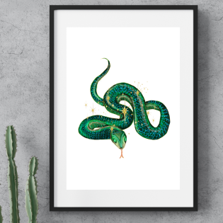 Green Snake ~ A4 Art Print