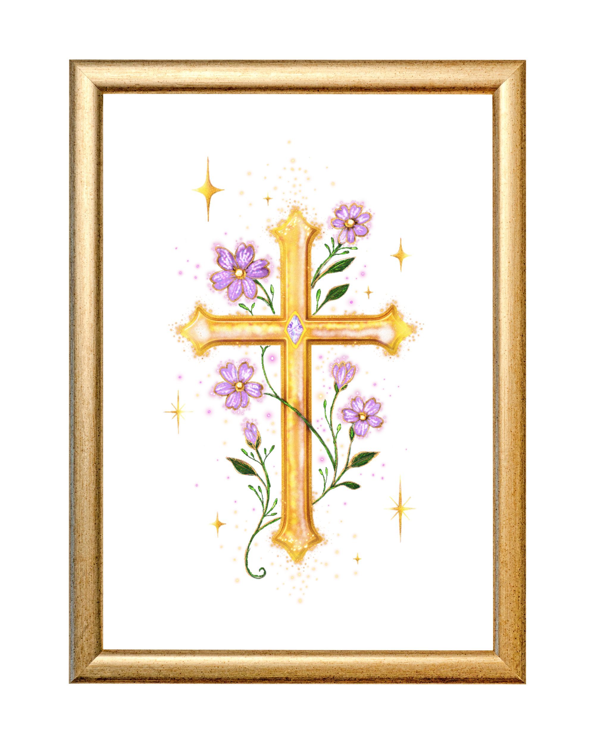 Gold Cross ~ A4 Art Print - Image 2